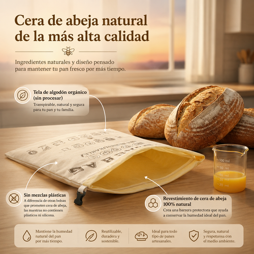 🇪🇸 Bolsas para pan Cerapan de algodón 100 % con cera de abeja